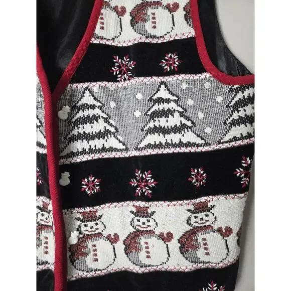 Vintage Dressbarn Vest Plus Size 1X Embroidered Snowman Ugly Christmas‎ - Picture 4 of 5
